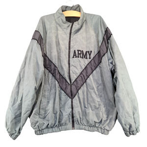 U.S. Army Mens IPFU Windbreaker Jacket Gray Size L Full Zip Nylon